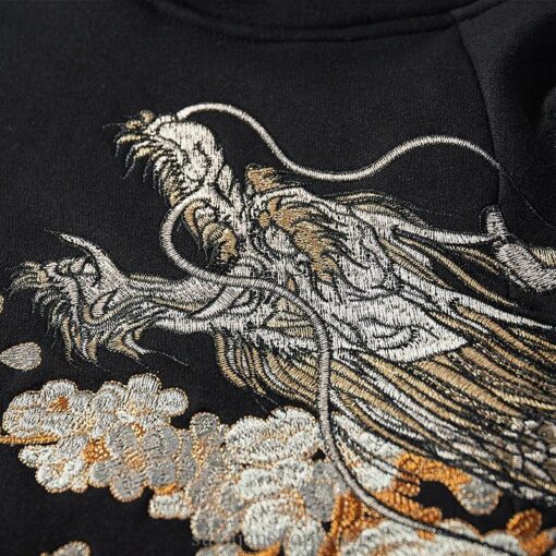 Floral Rising Phoenix and Dragon Embroidered Sukajan Hoodie 4