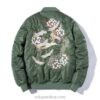 Floral Rising Cranes Embroidered Sukajan Souvenir Jacket (Green, Black) 2 Floral Rising Cranes Embroidered Sukajan Souvenir Jacket (Green, Black) 2