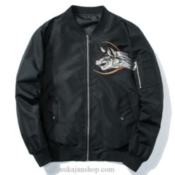 Floral Full Moon White Wolf Embroidered Sukajan Souvenir Jacket 2