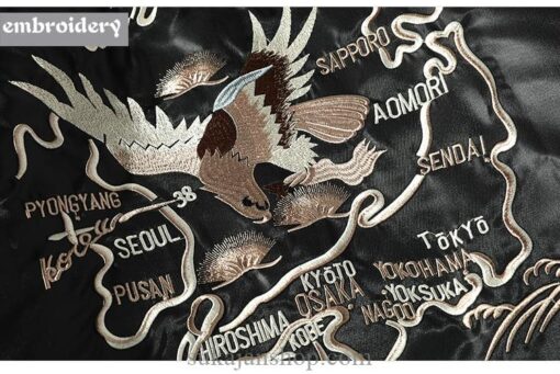 Flying Eagle and Snake Japanese Embroidered Sukajan Souvenir Jacket (Many Colors) 6