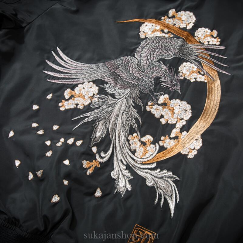 Floral Rising Phoenix Embroidered Sukajan Souvenir Jacket