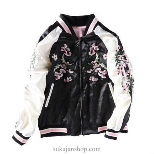 Cherry Blossom Embroidered Sukajan Souvenir Jacket [Reversible] 1