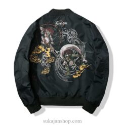 Two Japanese Demons Embroidered Sukajan Souvenir Jacket  1 Two Japanese Demons Embroidered Sukajan Souvenir Jacket  1