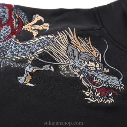 Japanese Fire Phoenix, Tiger and Dragon Embroidered Sukajan Hoodie 4