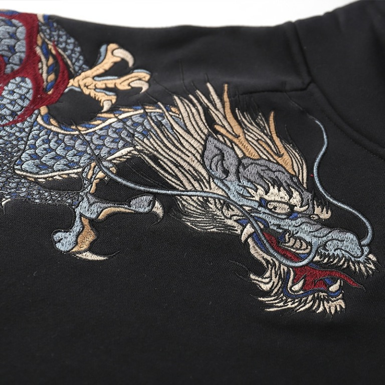 Japanese Fire Phoenix, Tiger And Dragon Embroidered Sukajan Hoodie
