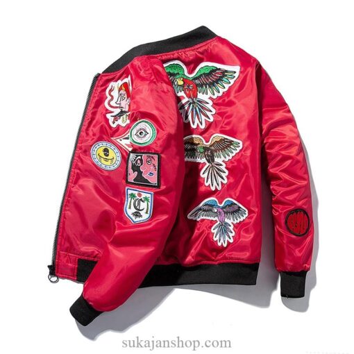 Three Colorful Jet Parrot Souvenir Pilot Jacket (Many Colors) 2 Three Colorful Jet Parrot Souvenir Pilot Jacket (Many Colors) 2