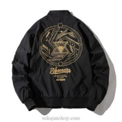 Pyramid and Circle Pattern Embroidered Souvenir Pilot Jacket 1 Pyramid and Circle Pattern Embroidered Souvenir Pilot Jacket 1