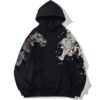 Japanese Fire Phoenix, Tiger and Dragon Embroidered Sukajan Hoodie 2 Japanese Fire Phoenix, Tiger and Dragon Embroidered Sukajan Hoodie 2