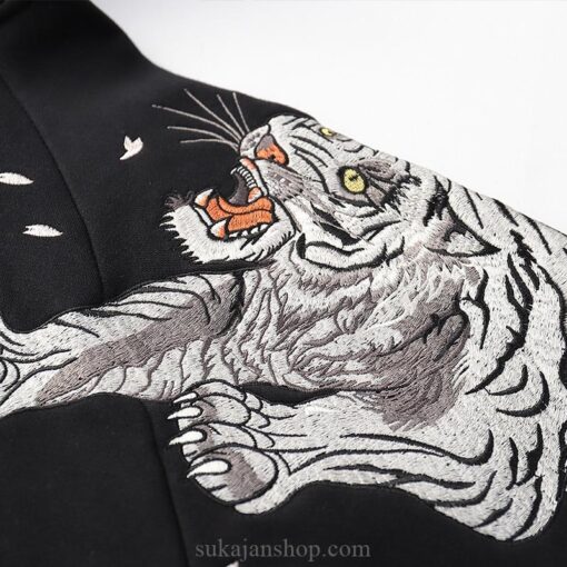 Japanese Fire Phoenix, Tiger and Dragon Embroidered Sukajan Hoodie 6