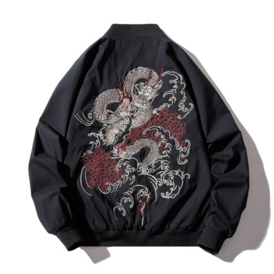 Legendary White Dragon Embroidered Sukajan Souvenir Jacket