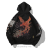 Japanese Fire Phoenix, Tiger and Dragon Embroidered Sukajan Hoodie Japanese Fire Phoenix, Tiger and Dragon Embroidered Sukajan Hoodie