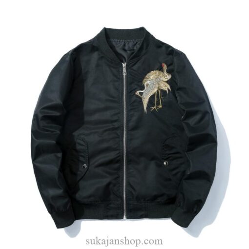 Double Cranes with Flowers Embroidered Sukajan Souvenir Jacket 2 Double Cranes with Flowers Embroidered Sukajan Souvenir Jacket 2