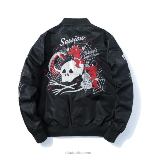 Baby Demon and Skull Snake Embroidered Souvenir Pilot Jacket 2