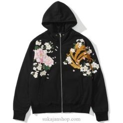 Floral Geisha and Phoenix Embroidered Sukajan Hoodie 1