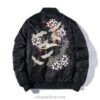 Floral Rising Cranes Embroidered Sukajan Souvenir Jacket (Green, Black) 1 Floral Rising Cranes Embroidered Sukajan Souvenir Jacket (Green, Black) 1