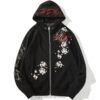Floral Geisha Sword Girls Embroidered Sukajan Hoodie (Many Colors) 2