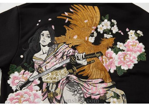 Floral Geisha and Phoenix Embroidered Sukajan Hoodie 4