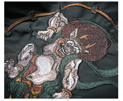 Two Japanese Demons Embroidered Sukajan Souvenir Jacket 2