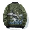 Whale Riding The Great Wave Japanese Embroidered Sukajan Souvenir Jacket (Black, Green, Red) 12