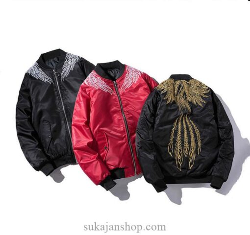 Rising Phoenix Wing and Feather Embroidered Sukajan Souvenir Jacket (Many Colors) 1