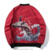 Whale Riding The Great Wave Japanese Embroidered Sukajan Souvenir Jacket (Black, Green, Red) 10