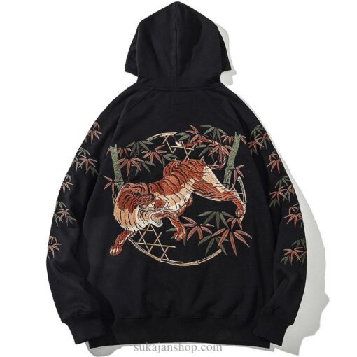 Roaring Tiger Bamboo Embroidered Sukajan Hoodie Roaring Tiger Bamboo Embroidered Sukajan Hoodie