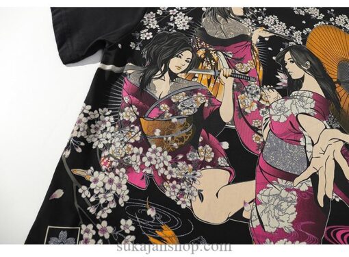 Three Geisha Cherry Blossoms Sukajan T-shirt 10