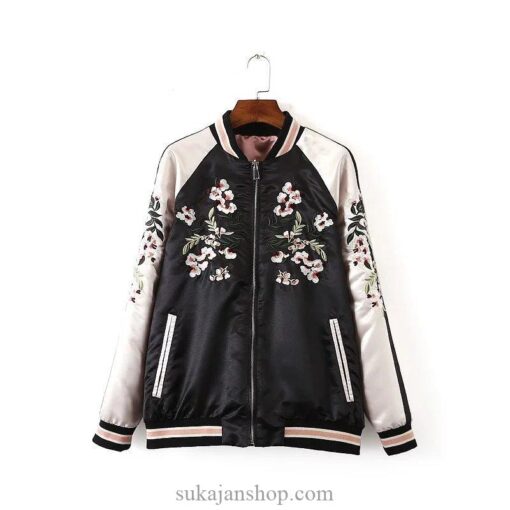 Woman Floral Embroidered Sukajan Souvenir Jacket [Reversible] 3
