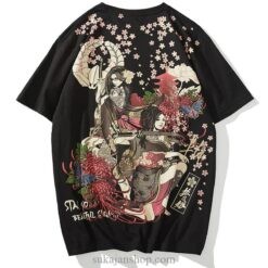 Japanese Geisha Samurai Cherry Blossom Sukajan T-shirt Japanese Geisha Samurai Cherry Blossom Sukajan T-shirt