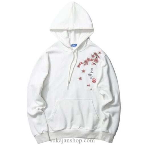 Flying Crane and Flower Chilling Embroidered Sukajan Hoodie 3
