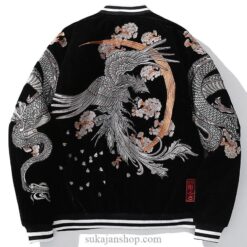 Phoenix Half Moon Dual Dragon Embroidered Sukajan Souvenir Jacket Phoenix Half Moon Dual Dragon Embroidered Sukajan Souvenir Jacket