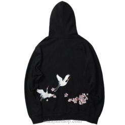 Flying Crane and Flower Chilling Embroidered Sukajan Hoodie Flying Crane and Flower Chilling Embroidered Sukajan Hoodie
