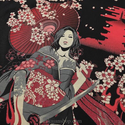 Music Japanese Geisha Cherry Blossoms Sukajan T-shirt 5