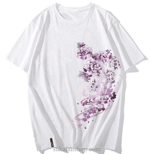Cherry Blossoms Japanese Sexy Geisha Sukajan T-shirt 3
