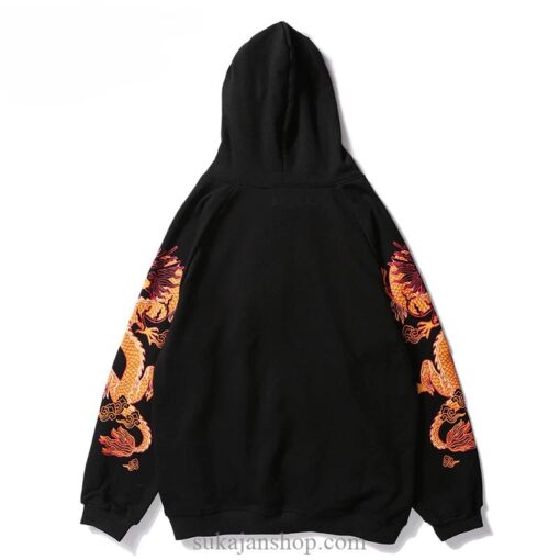Ancient Dual Side Golden Dragon Print Sukajan Hoodie 2 Ancient Dual Side Golden Dragon Print Sukajan Hoodie 2