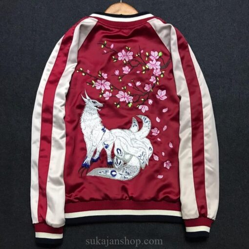 Floral Fox Embroidered Sukajan Souvenir Jacket [Reversible] 6