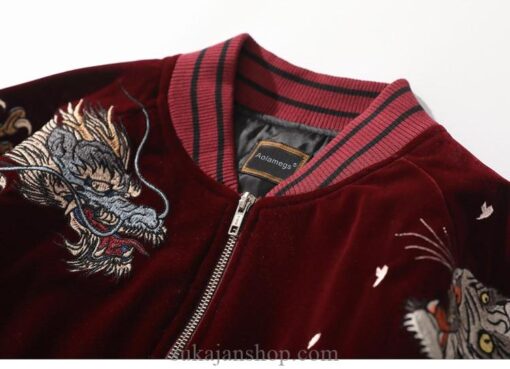 Legendary Creatures Tiger Turtle Dragon Phoenix Embroidered Sukajan Souvenir Jacket 12