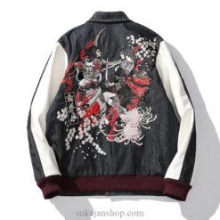 Geisha Dual Cherry Blossom Embroidered Sukajan Souvenir Jacket Geisha Dual Cherry Blossom Embroidered Sukajan Souvenir Jacket