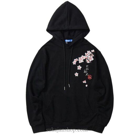 Flying Crane and Flower Chilling Embroidered Sukajan Hoodie 2