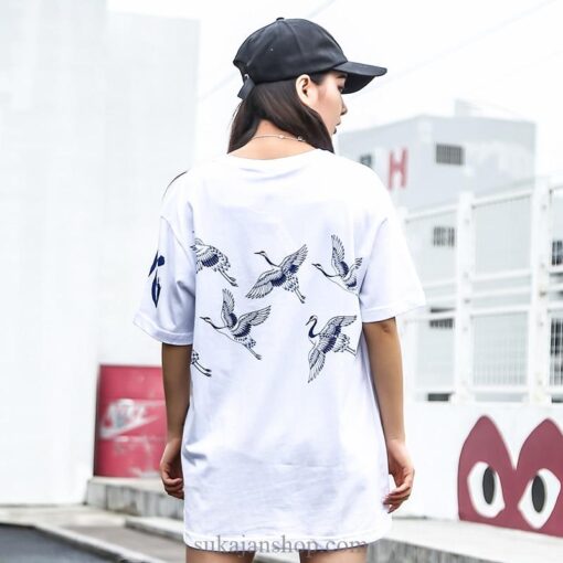 Red Moon Flying Crane Sukajan T-shirt 15
