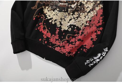 Cherry Flowers Samurai Pullover Embroidered Sukajan Hoodie 8