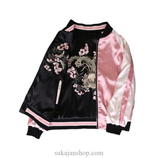 Woman Floral Embroidered Sukajan Souvenir Jacket [Reversible]