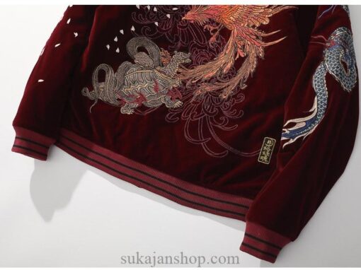 Legendary Creatures Tiger Turtle Dragon Phoenix Embroidered Sukajan Souvenir Jacket 15