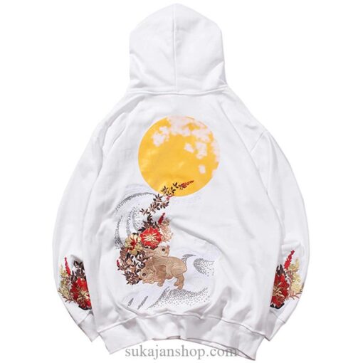 Full Moon Bunny Embroidered Sukajan Hoodie 3