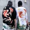 Wave Koi Fish Print Harajuku Sukajan T-shirt 5