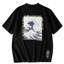 The Great Wave Oversized Harajuku Ukiyoe Letter Print Sukajan T-shirt The Great Wave Oversized Harajuku Ukiyoe Letter Print Sukajan T-shirt