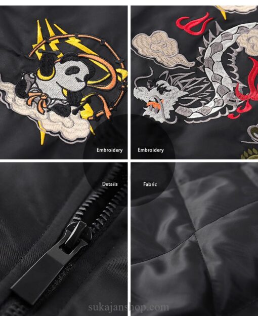 Cute Dragon Panda Shenlong Embroidery Sukajan Jacket 11