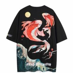 Wave Koi Fish Print Harajuku Sukajan T-shirt Wave Koi Fish Print Harajuku Sukajan T-shirt