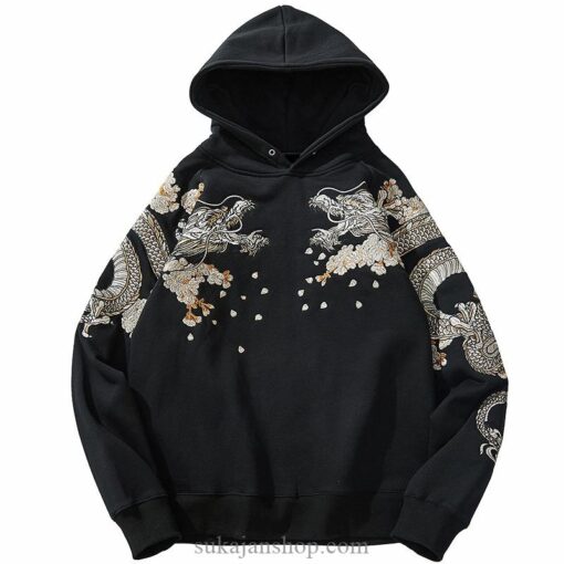 Fearless Dragon Phoenix Embroidery Floral Embroidered Sukajan Hoodie 2