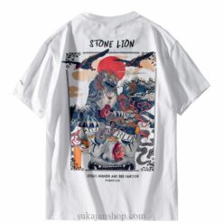 Stone Lion Streetwear Summer Print Sukajan T-shirt